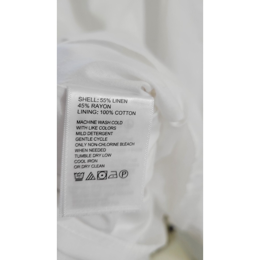 Tommy Bahama Two Palms White Linen Sleeveless Shift Dress V-Neck XL Pockets - Picture 7 of 11